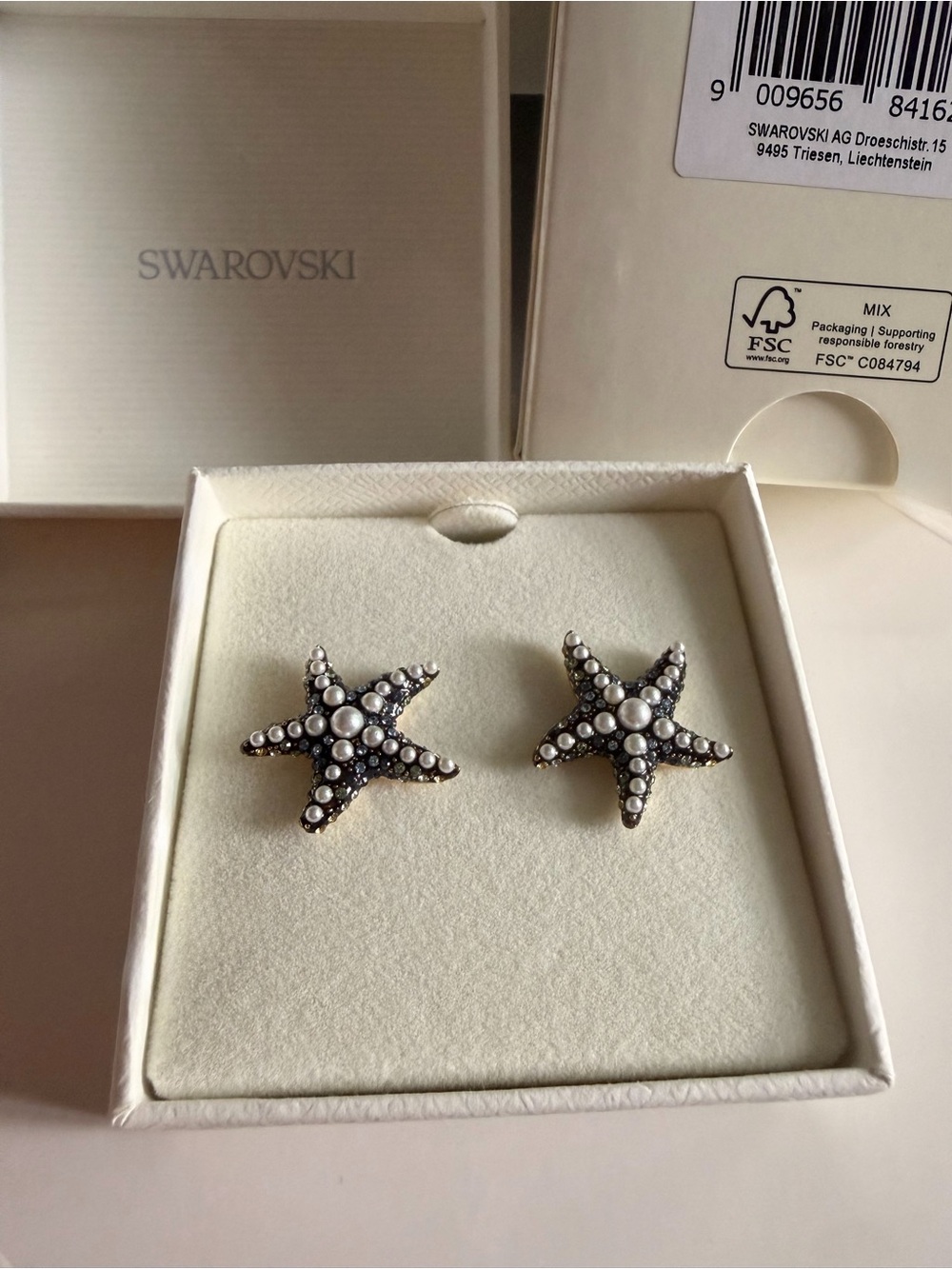 Swarovski Gold Starfish Stud Earrings - Picture 9 of 14